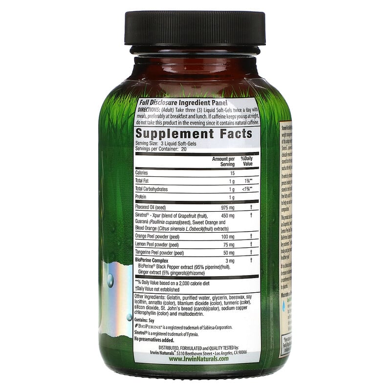 Irwin Naturals Stored-Fat Belly Burner 60 Liquid Soft-Gels 2 Thành phần vi chất của Irwin Naturals Stored-Fat Belly Burner 60 Liquid Soft-Gels 710363586386
