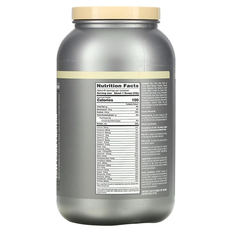 Isopure Low Carb Protein Powder Toasted Coconut 3 lb (1.36 kg) 2 Thành phần vi chất của Isopure Low Carb Protein Powder Toasted Coconut 3 lb (1.36 kg) 089094022358