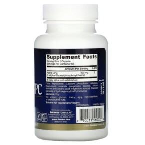 Thành phần vi chất của Jarrow Formulas Alpha GPC 300 mg 60 Veggie Caps 790011560029