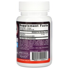 Thành phần vi chất của Jarrow Formulas Astaxanthin 12 mg 30 Softgels 790011200413