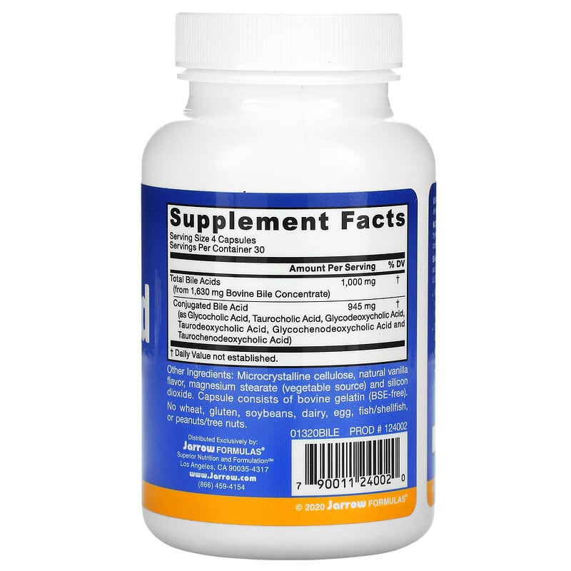 Jarrow Formulas Bile Acid Factors 120 Capsules 2 Thành phần vi chất của Jarrow Formulas Bile Acid Factors 120 Capsules 790011240020