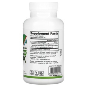 Thành phần vi chất của Jarrow Formulas BroccoMax 120 Delayed Release Veggie Caps 790011202110