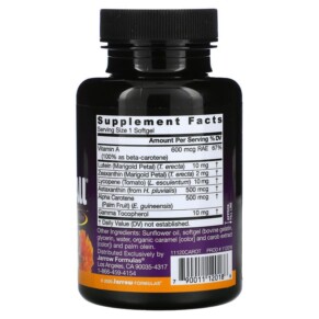 Thành phần vi chất của Jarrow Formulas CarotenAll Mixed Carotenoids Complex 60 Softgels 790011120186