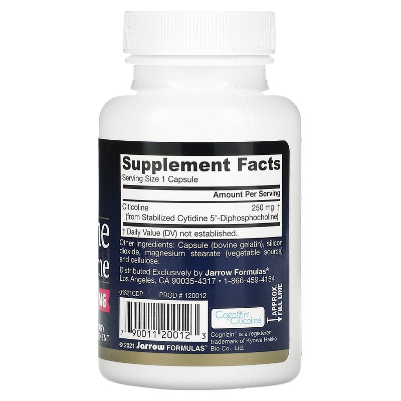 Jarrow Formulas Citicoline CDP Choline 250 mg 60 Capsules 2 Thành phần vi chất của Jarrow Formulas Citicoline CDP Choline 250 mg 60 Capsules 790011200123