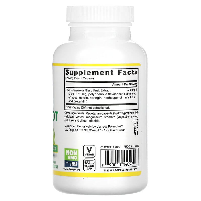Jarrow Formulas Citrus Bergamot 120 Veggie Caps 2 Thành phần vi chất của Jarrow Formulas Citrus Bergamot 120 Veggie Caps 790011140962