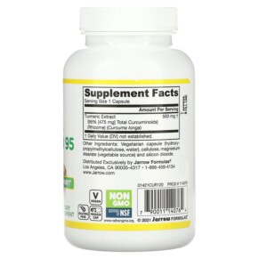 Thành phần vi chất của Jarrow Formulas Curcumin 95 Turmeric Extract 500 mg 120 Veggie Caps 790011140764