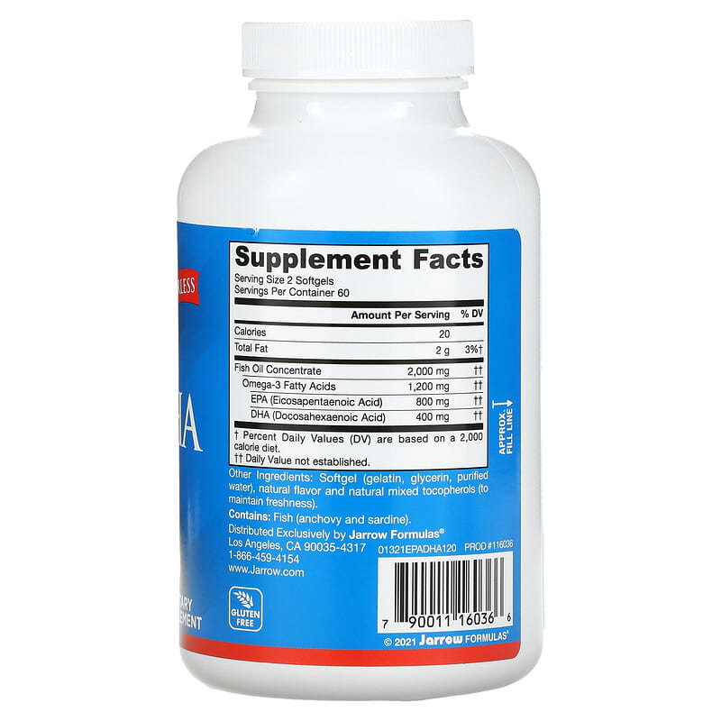 Jarrow Formulas EPA-DHA Balance 120 Softgels 2 Thành phần vi chất của Jarrow Formulas EPA-DHA Balance 120 Softgels 790011160366