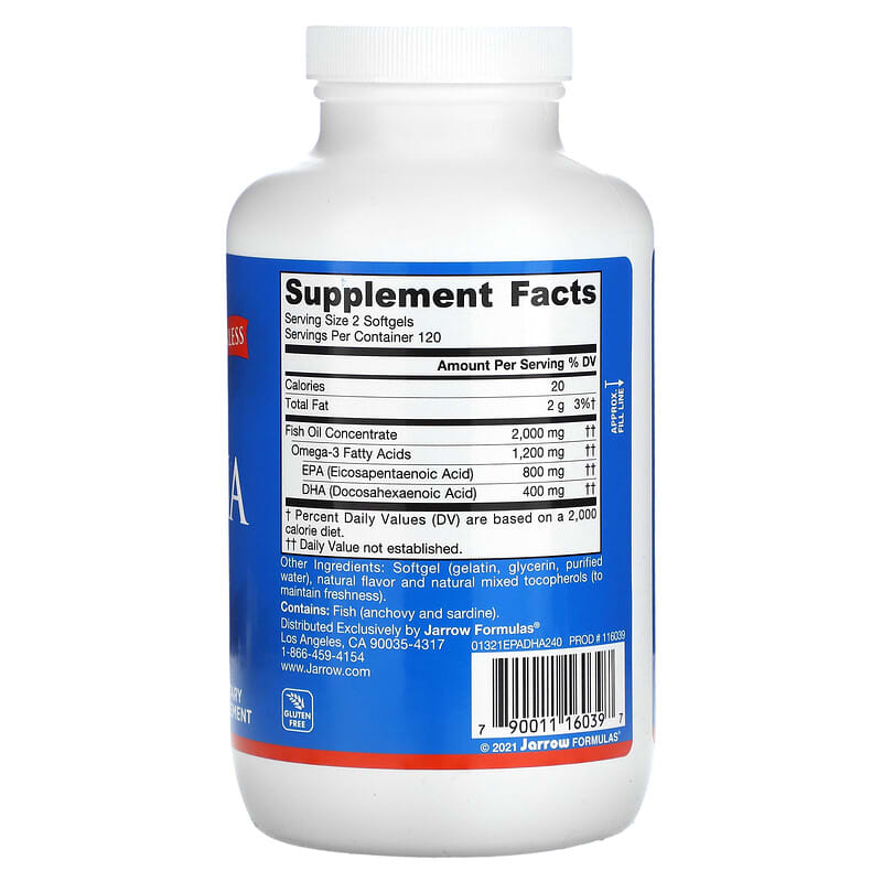 Jarrow Formulas EPA-DHA Balance 240 Softgels 2 Thành phần vi chất của Jarrow Formulas EPA-DHA Balance 240 Softgels 790011160397