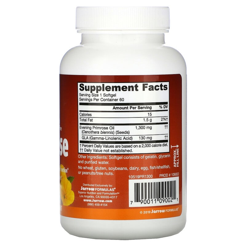 Jarrow Formulas Evening Primrose 1300 mg 60 Softgels 2 Thành phần vi chất của Jarrow Formulas Evening Primrose 1300 mg 60 Softgels 790011090021