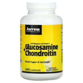 Thực phẩm chức năng Jarrow Formulas Glucosamine + Chondroitin with Manganese and Vitamin C 240 Capsules 790011190219