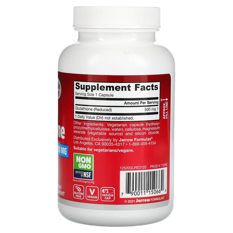Jarrow Formulas Glutathione Reduced 500 mg 120 Veggie Caps 2 Thành phần vi chất của Jarrow Formulas Glutathione Reduced 500 mg 120 Veggie Caps 790011150664