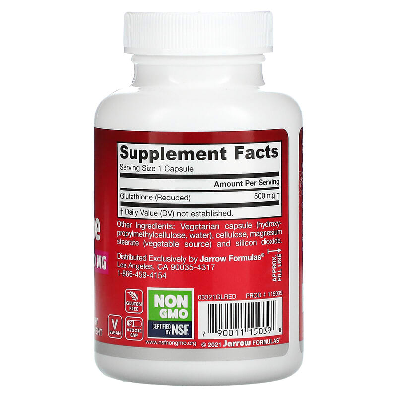 Jarrow Formulas Glutathione Reduced 500 mg 60 Veggie Caps 2 Thành phần vi chất của Jarrow Formulas Glutathione Reduced 500 mg 60 Veggie Caps 790011150398