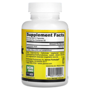 Thành phần vi chất của Jarrow Formulas Hyaluronic Acid 120 Veggie Caps 790011290247