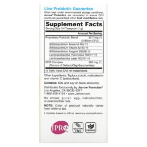 Thành phần vi chất của Jarrow Formulas Jarro-Dophilus Baby Probiotic + GOS Prebiotic 3 Months - 4 Years 3 Billion CFU 2.1 oz (60 g) 790011030584