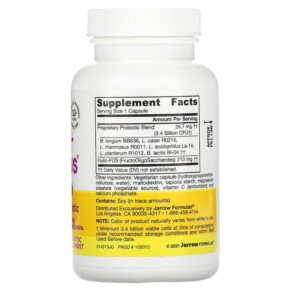 Thành phần vi chất của Jarrow Formulas Jarro-Dophilus Plus FOS 3.4 Billion CFU 200 Veggie Caps 790011030126