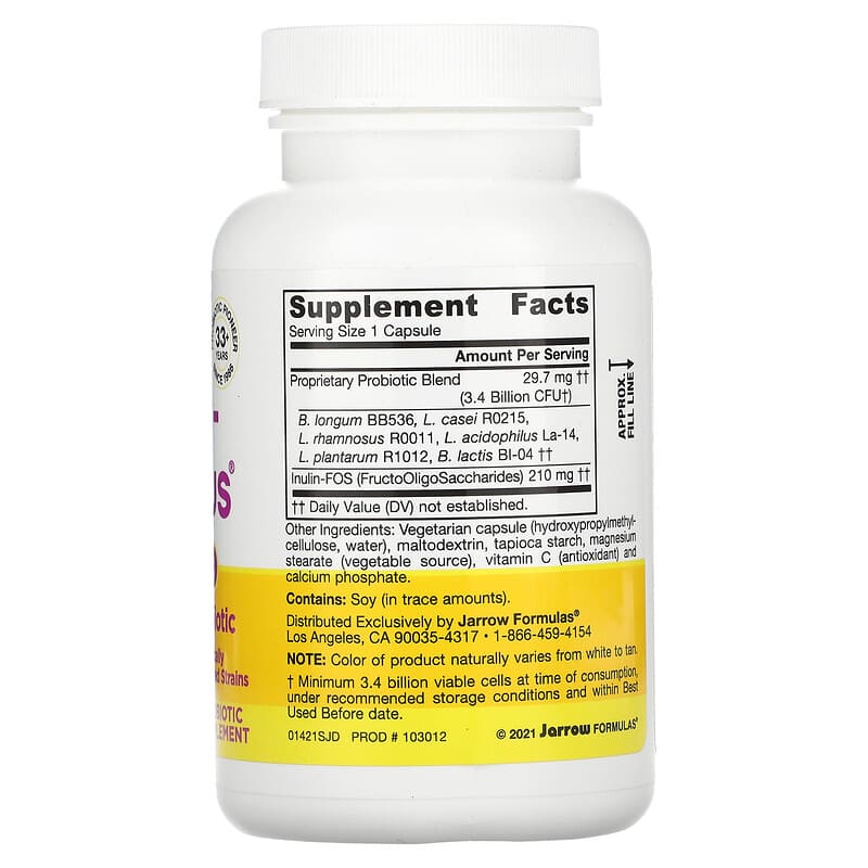 Jarrow Formulas Jarro-Dophilus Plus FOS 3.4 Billion CFU 200 Veggie Caps 2 Thành phần vi chất của Jarrow Formulas Jarro-Dophilus Plus FOS 3.4 Billion CFU 200 Veggie Caps 790011030126
