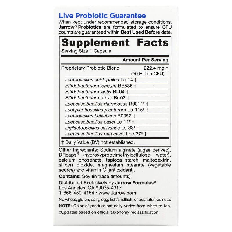Jarrow Formulas Jarro-Dophilus Ultra 50 Billion 60 Delayed Release Veggie Caps 2 Thành phần vi chất của Jarrow Formulas Jarro-Dophilus Ultra 50 Billion 60 Delayed Release Veggie Caps 790011030263