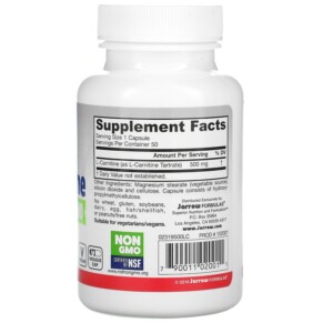 Thành phần vi chất của Jarrow Formulas L-Carnitine 500 500 mg 50 Veggie Caps 790011020011