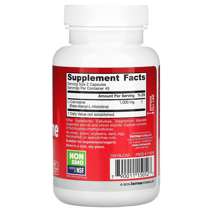Jarrow Formulas L-Carnosine 90 Veggie Caps 2 Thành phần vi chất của Jarrow Formulas L-Carnosine 90 Veggie Caps 790011150527