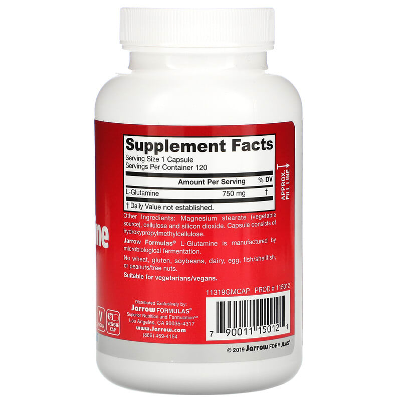 Jarrow Formulas L-Glutamine 750 mg 120 Veggie Caps 2 Thành phần vi chất của Jarrow Formulas L-Glutamine 750 mg 120 Veggie Caps 790011150121