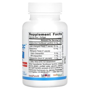 Thành phần vi chất của Jarrow Formulas MaculaPF Blue Light Protection 60 Softgels 790011290773