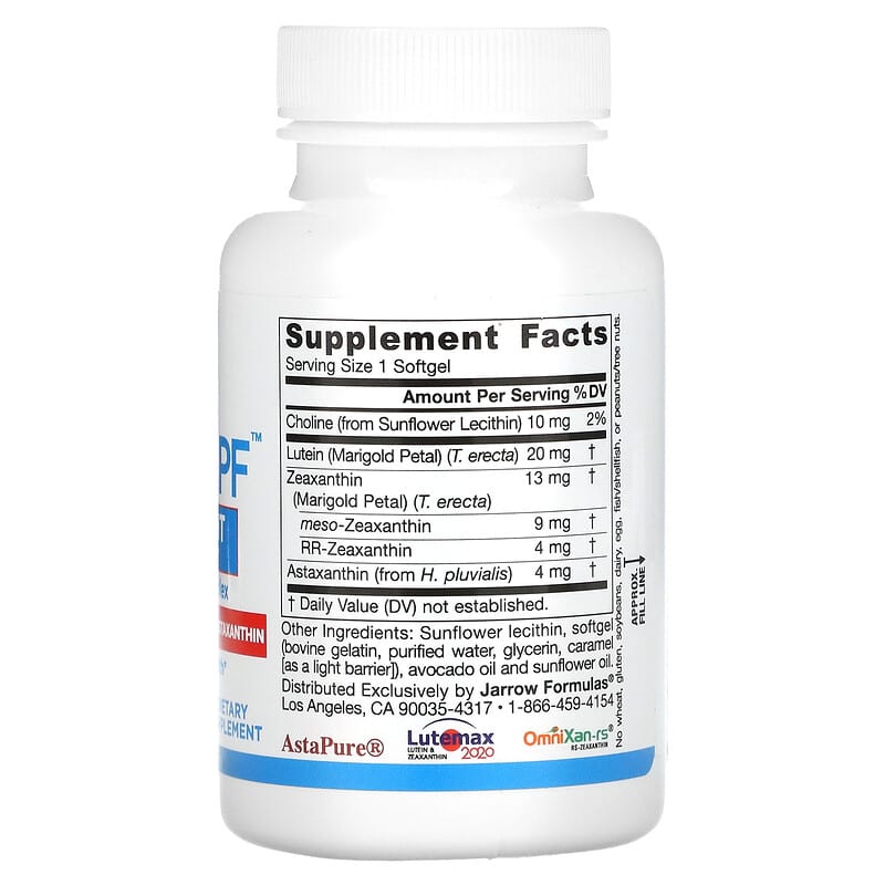 Jarrow Formulas MaculaPF Blue Light Protection 60 Softgels 2 Thành phần vi chất của Jarrow Formulas MaculaPF Blue Light Protection 60 Softgels 790011290773