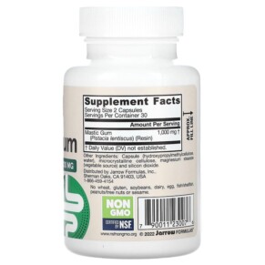 Thành phần vi chất của Jarrow Formulas Mastic Gum 500 mg 60 Veggie Capsules 790011230076