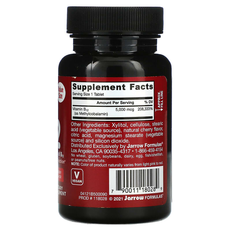 Jarrow Formulas Methyl B-12 Cherry 5.000 mcg 90 Chewable Tablets 2 Thành phần vi chất của Jarrow Formulas Methyl B-12 Cherry 5.000 mcg 90 Chewable Tablets 790011180289