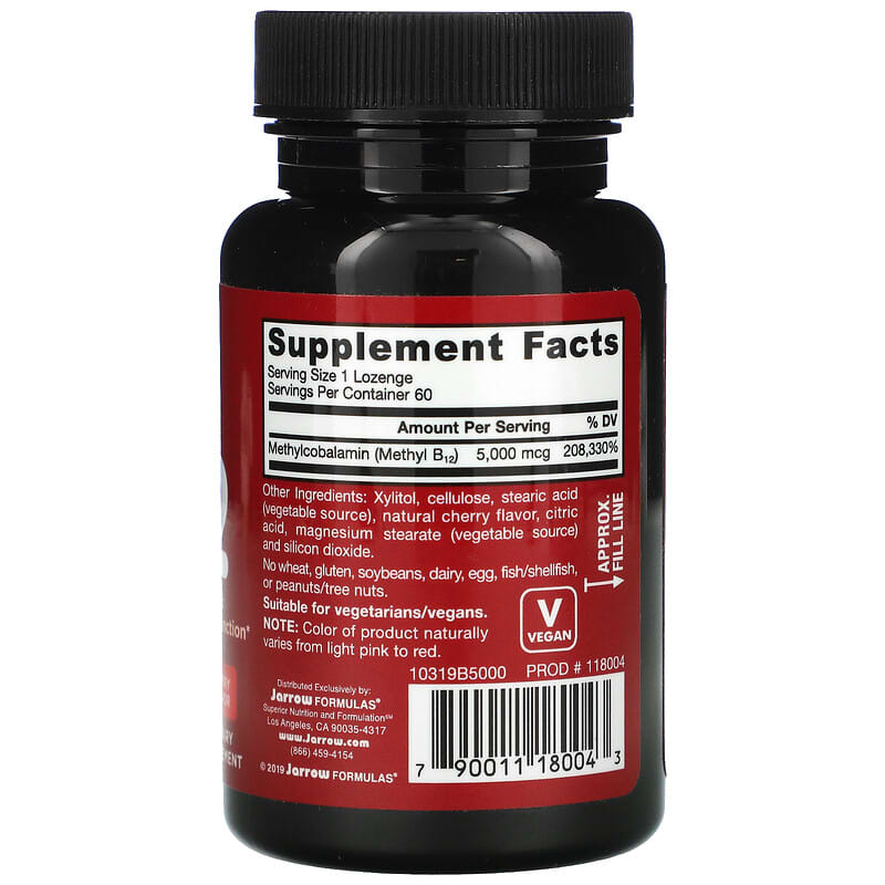 Jarrow Formulas Methyl B-12 Cherry Flavor 5.000 mcg 60 Chewable Lozenges 2 Thành phần vi chất của Jarrow Formulas Methyl B-12 Cherry Flavor 5.000 mcg 60 Chewable Lozenges 790011180043