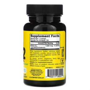 Thành phần vi chất của Jarrow Formulas Methyl B-12 Lemon 1.000 mcg 100 Chewable Lozenges 790011180012