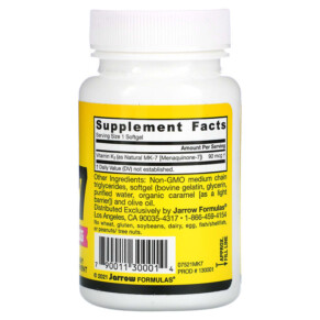 Thành phần vi chất của Jarrow Formulas MK-7 90 mcg 60 Softgels 790011300014