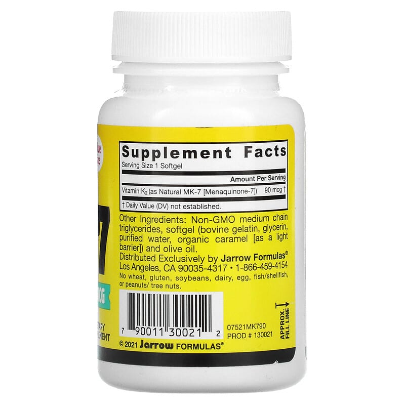 Jarrow Formulas MK-7 90 mcg 90 Softgels 2 Thành phần vi chất của Jarrow Formulas MK-7 90 mcg 90 Softgels 790011300212