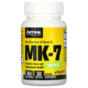 Thực phẩm chức năng Jarrow Formulas MK-7 Most Active Form of Vitamin K2 180 mcg 30 Softgels 790011300120