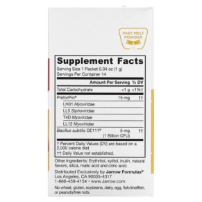 Thành phần vi chất của Jarrow Formulas On-The-Go Immune Booster Orange 14 Packets 0.04 oz (1 g) Each 790011037309