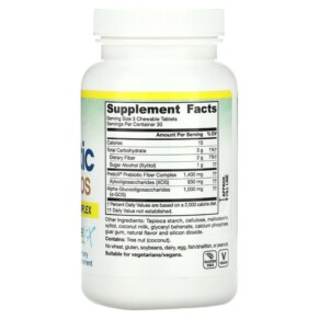 Thành phần vi chất của Jarrow Formulas Prebiotic XOS + a-GOS 90 Chewable Tablets 790011030454