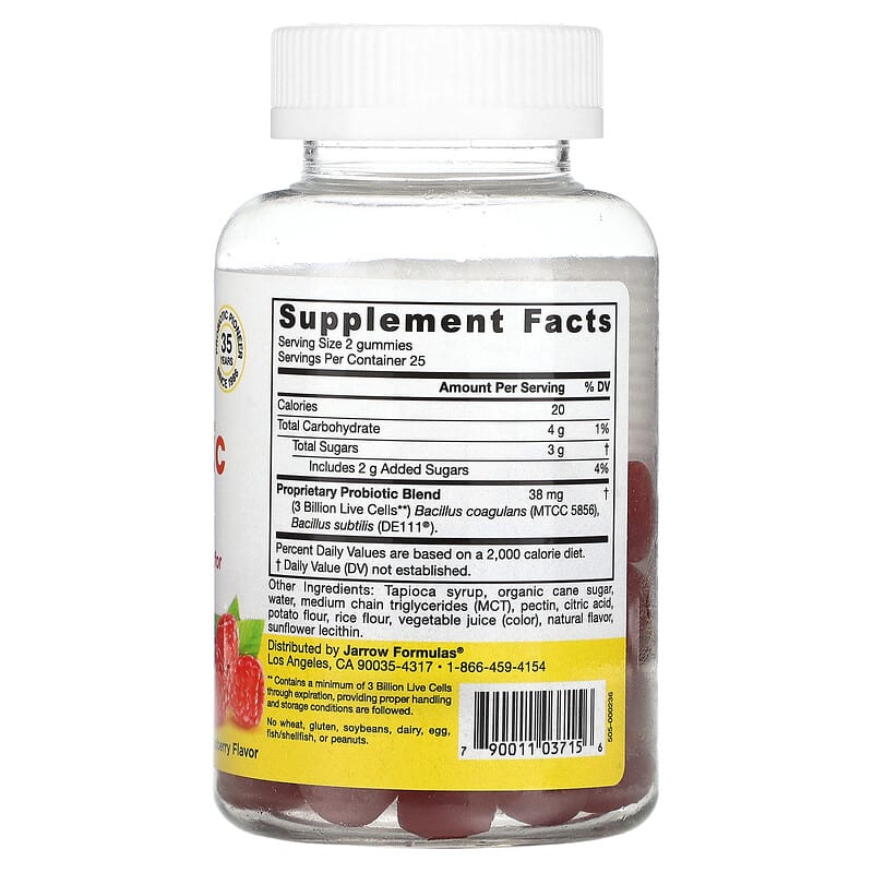 Jarrow Formulas Probiotic Duo Raspberry 3 Billion 50 Gummies 2 Thành phần vi chất của Jarrow Formulas Probiotic Duo Raspberry 3 Billion 50 Gummies 790011037156