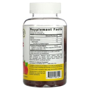 Thành phần vi chất của Jarrow Formulas Probiotic Duo Raspberry 3 Billion 90 Gummies 790011037125