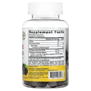 Thành phần vi chất của Jarrow Formulas Probiotic + Prebiotic Blackberry 2 Billion 50 Gummies 790011037163