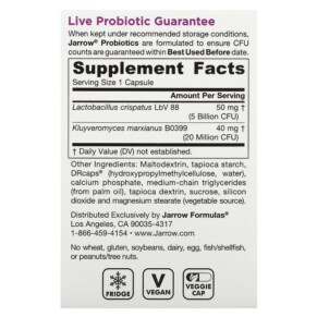 Thành phần vi chất của Jarrow Formulas Probiotic Yeast Support Women’s Probiotic 5 Billion CFU 30 Delayed Release Veggie Caps 790011030652