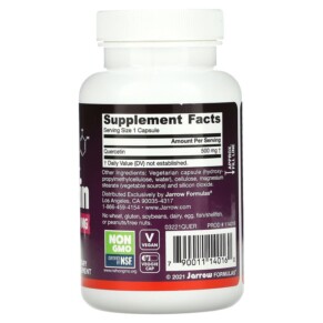 Thành phần vi chất của Jarrow Formulas Quercetin 500 mg 100 Veggie Caps 790011140160