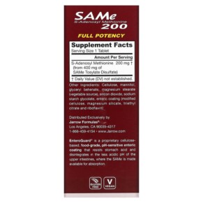 Thành phần vi chất của Jarrow Formulas SAMe 200 200 mg 60 Tablets 790011200161