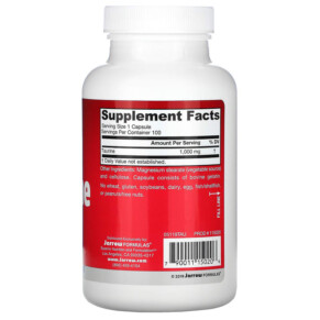 Thành phần vi chất của Jarrow Formulas Taurine 1000 mg 100 Capsules 790011150206
