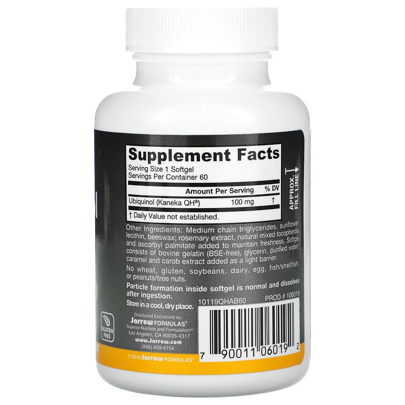 Jarrow Formulas Ubiquinol QH-Absorb 100 mg 60 Softgels 2 Thành phần vi chất của Jarrow Formulas Ubiquinol QH-Absorb 100 mg 60 Softgels 790011060192