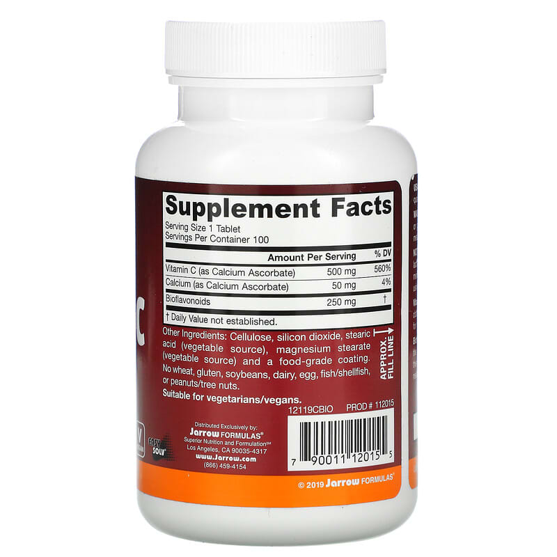Jarrow Formulas Vitamin C 750 mg 100 Tablets 2 Thành phần vi chất của Jarrow Formulas Vitamin C 750 mg 100 Tablets 790011120155