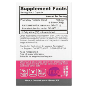 Thành phần vi chất của Jarrow Formulas Women's Fem Dophilus 30 Veggie Caps 790011030058