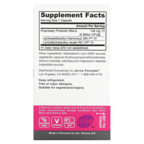 Thành phần vi chất của Jarrow Formulas Women's Fem Dophilus 60 Veggie Caps 790011030300