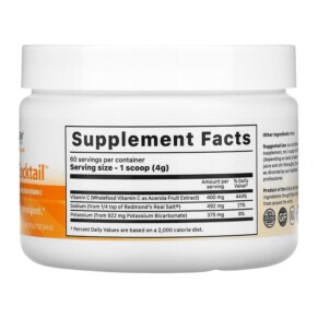 Thành phần vi chất của Jigsaw Health Adrenal Cocktail + Wholefood Vitamin C 8.57 oz (243 g) 876634001689