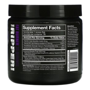 Thành phần vi chất của JNX Sports The Ripper Fat Burner Dark Grape 5.3 oz (150 g) 799439599222
