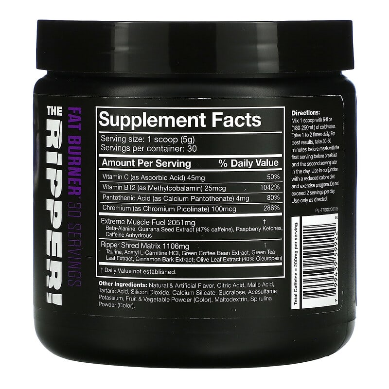 JNX Sports The Ripper Fat Burner Dark Grape 5.3 oz (150 g) 2 Thành phần vi chất của JNX Sports The Ripper Fat Burner Dark Grape 5.3 oz (150 g) 799439599222