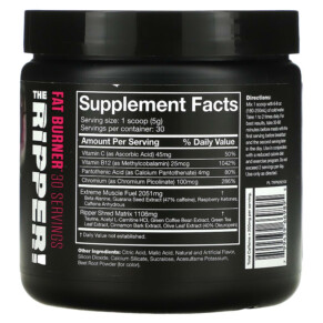 JNX Sports The Ripper Fat Burner Pink Mango 5.3 oz (150 g) 3 Thành phần vi chất của JNX Sports The Ripper Fat Burner Pink Mango 5.3 oz (150 g) 799439669895